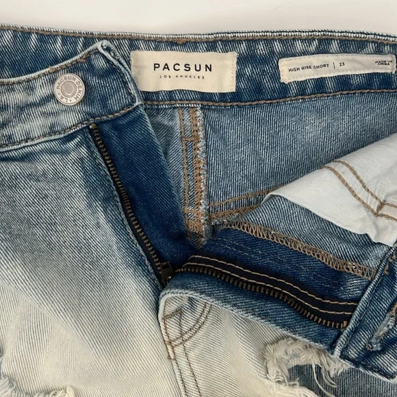 PACSUN Jean Shorts Size 23 Bleached Ombré Distressed High Rise Shorts - Picture 4 of 6